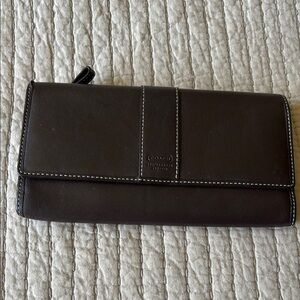 Coach Dark Brown Leather Clutch